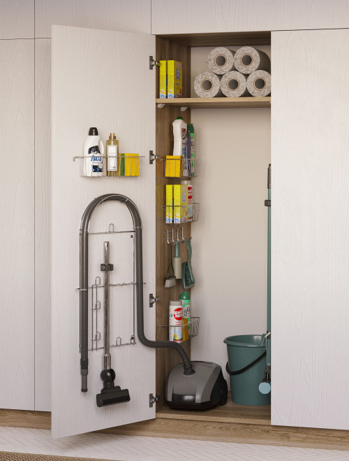 Wieszak na rurę odkurzacza oraz uchwyt na mopy i szczotki REJS