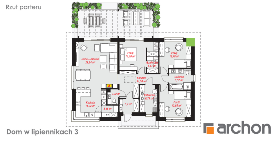 Dom w lipiennikach 3 - rzut parteru