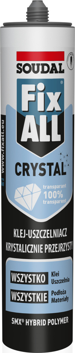 Opakowanie kleju FixAll Crystal firmy Soudal