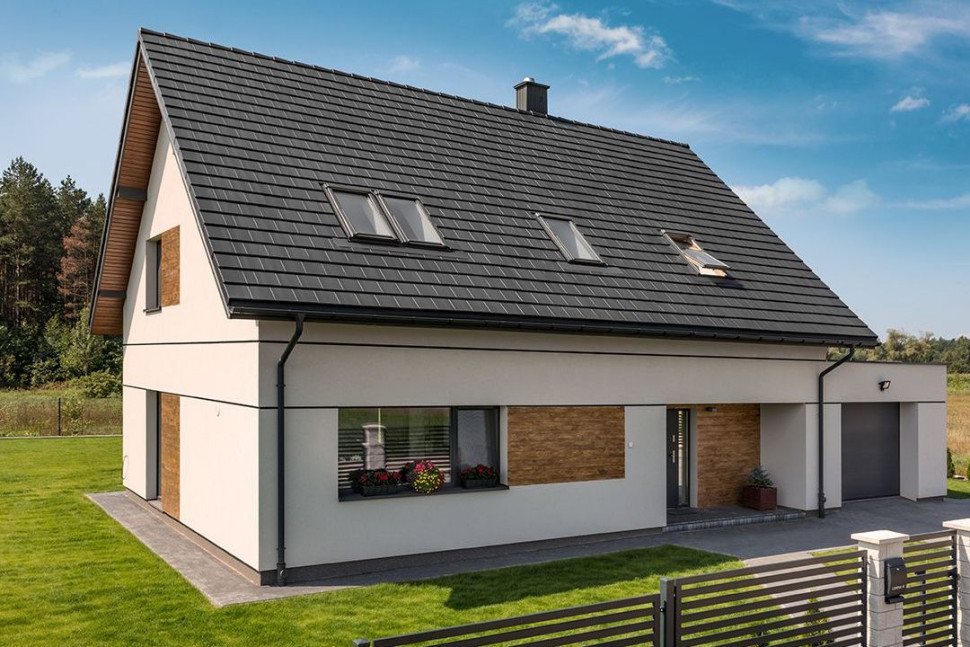 Dachówka betonowa Teviva, marka Braas, kolor grafitowy