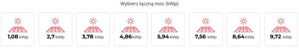 Wybierz łączną moc (kWp)