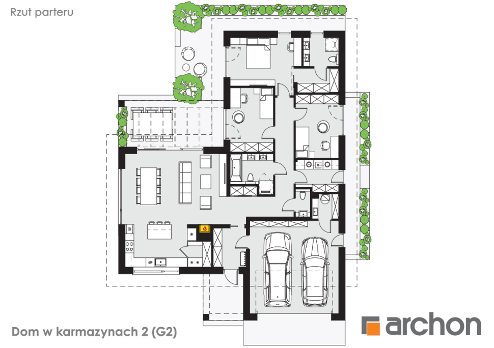Dom w karmazynach 2 (G2) - rzut parteru