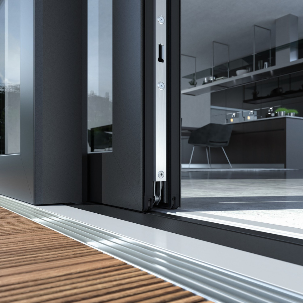 Próg zero milimetrów w drzwiach przesuwnych Schüco LivIngSlide