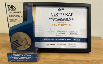 Grupa PSB z certyfikatem BLIX AWARDS - Wybór Konsumentów 2023