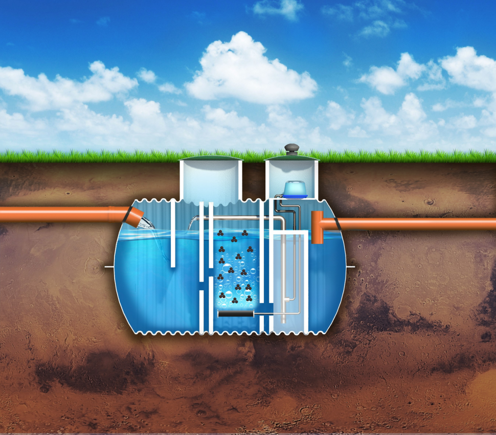 Oczyszczalnia biologiczna - przekrój