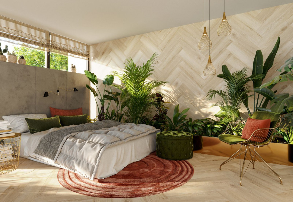 Jasne panele winylowe w sypialni