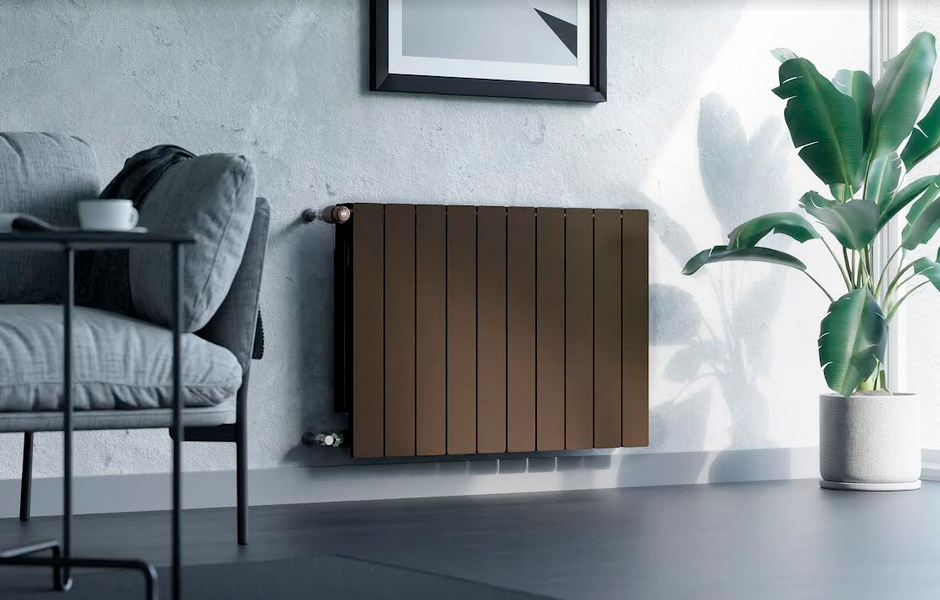 Miedziany grzejnik ADR 500 świetnie wpasuje we wnętrza w kolorach ziemi