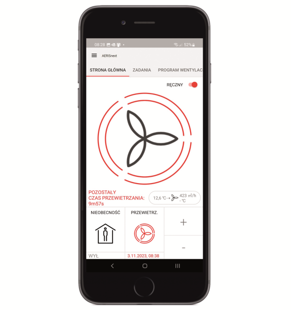 Sterowanie rekuperatorem AERISnext za pomocą aplikacji