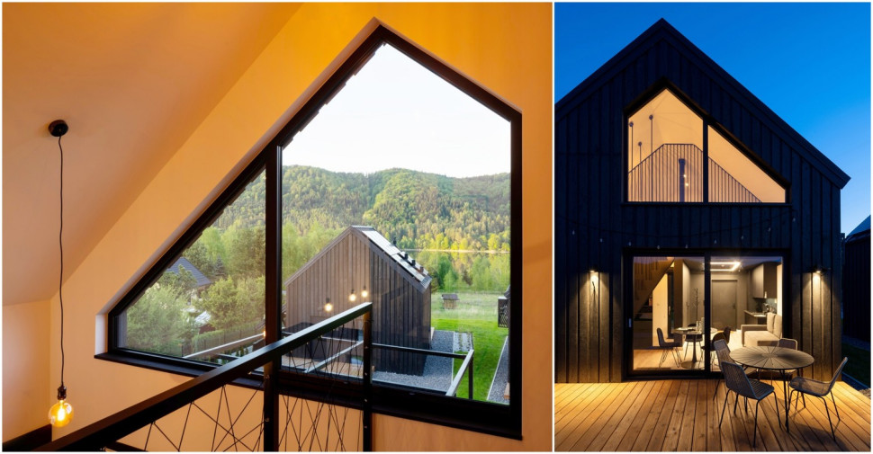 Okna PVC PRIMO w kolorze Modern Black wpisują się w projekt nowoczesnej stodoły