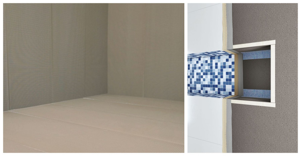 Zabudowa ścian, podłóg i półek w łazience płytą budowlaną Ultrament