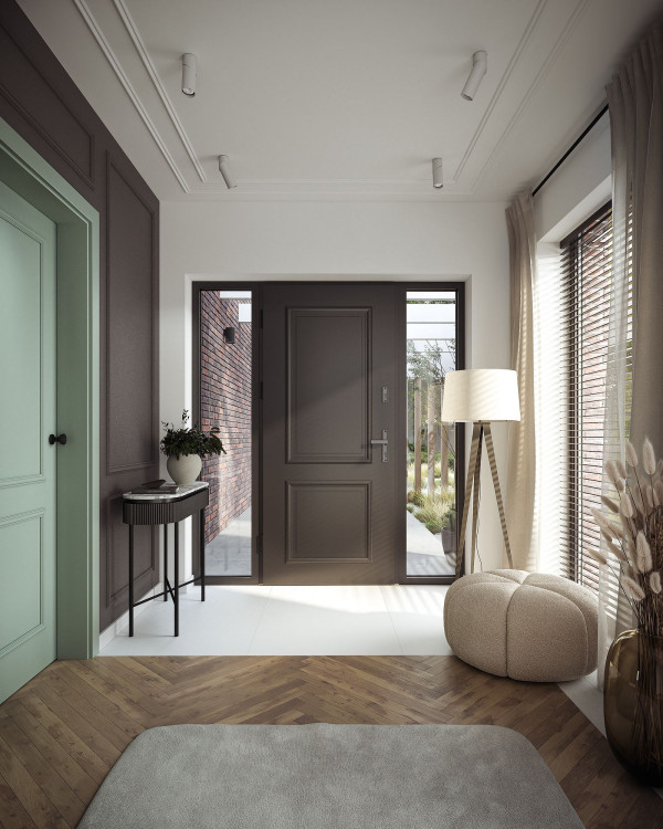 Drzwi zewnętrzne Porta THERMO C2 220 czarny, klamka Apollo srebrna, dostawka 50, szyba przezroczysta interior