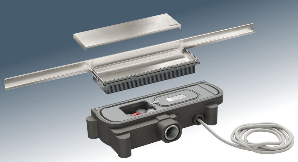 Odpływ łazienkowy Plancofix Connect i listwa CeraWall