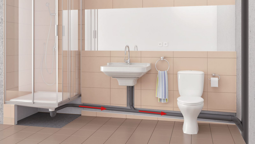 Łazienka przed zastosowaniem odpływu Plancofix Connect