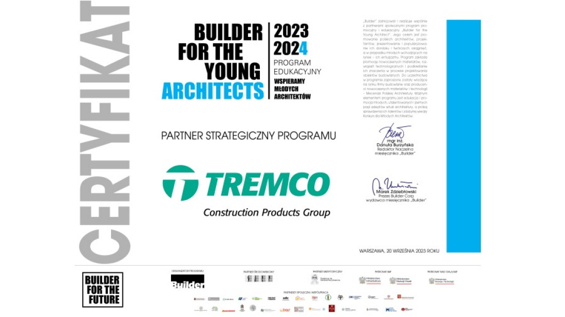 Tremco CPG Poland partnerem strategicznym programu "Builder For The Young Architects"