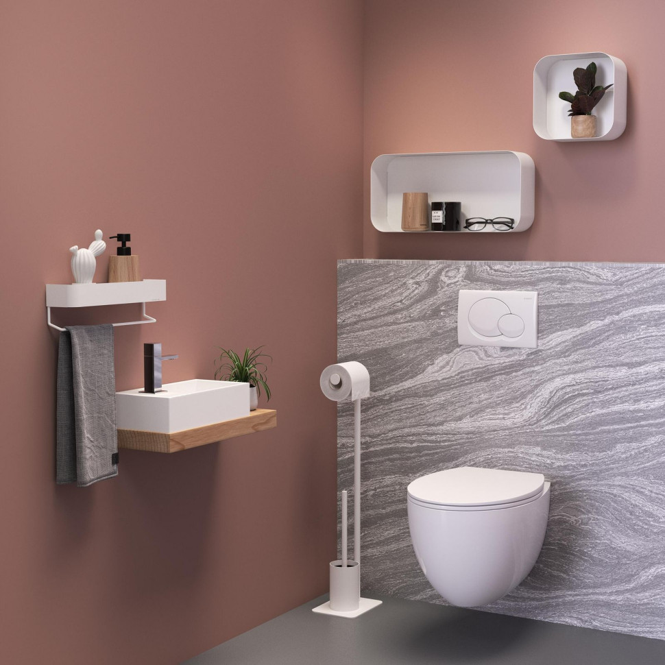 Uchwyt na papier toaletowy wraz ze szczotką do WC serii Brix