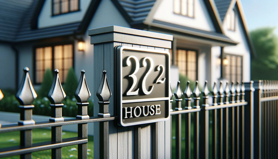 Tabliczka z numerem domu może być też zamontowana na ogrodzeniu (fot. wygenerowana przez AI)