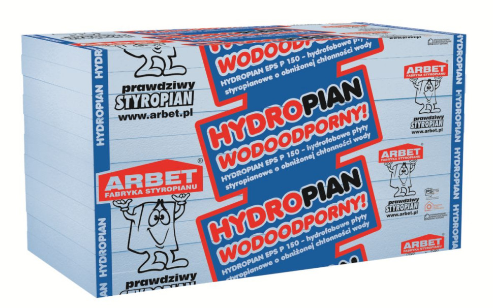 Hydrofobowe płyty styropianowe o obniżonej chłonności wody HYDROPIAN EPS P 150 z oferty FS ARBET