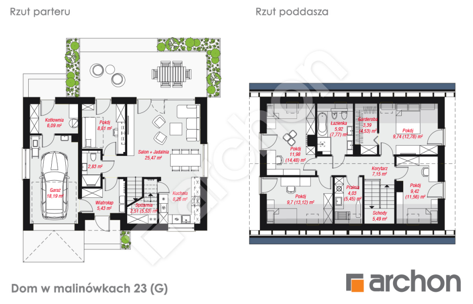 Dom w malinówkach 23 (G) - rzuty