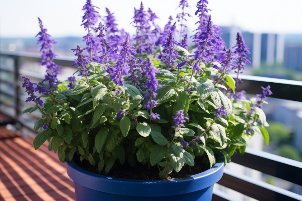 Szałwia błyszcząca na balkonie