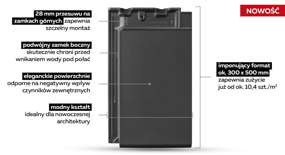 Dachówka ceramiczna SIMPLA NUANCE w kolorze łupka angobowana