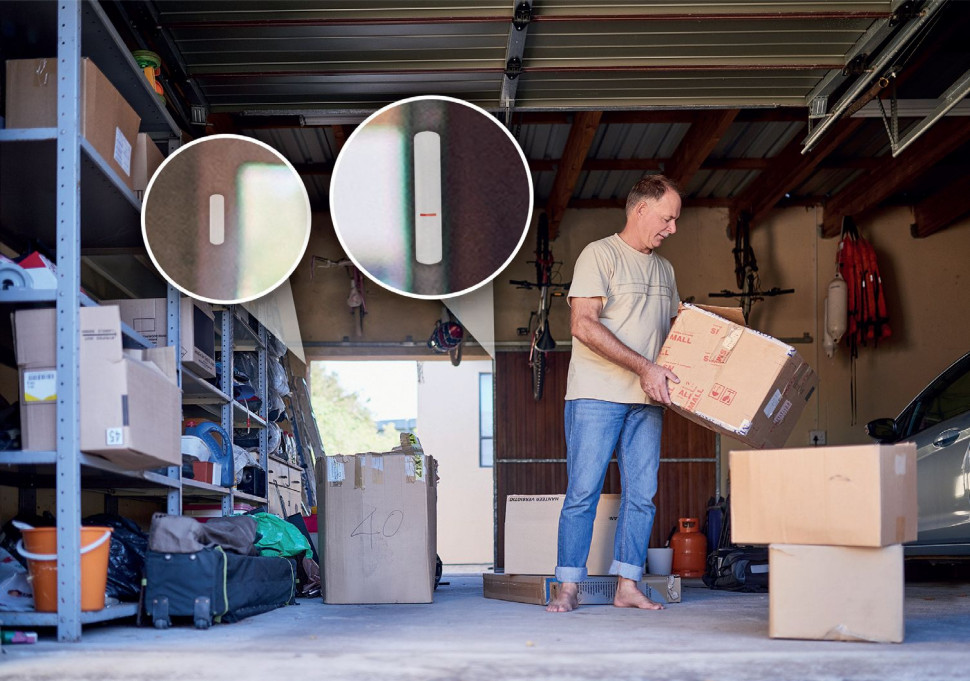 Czujki alarmowe zainstalowane na wjeździe do garażu