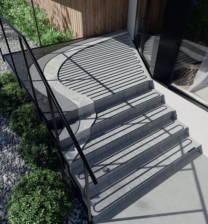 Przewody grzewcze na schodach