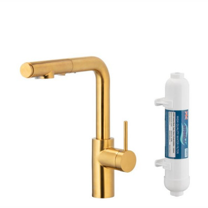 DUERO PURE BASIC GOLD bateria kuchenna z filtracją wody oraz wyciąganą wylewką