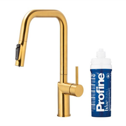 DUERO PURE STYLE GOLD bateria kuchenna z filtracją wody oraz wyciąganą wylewką