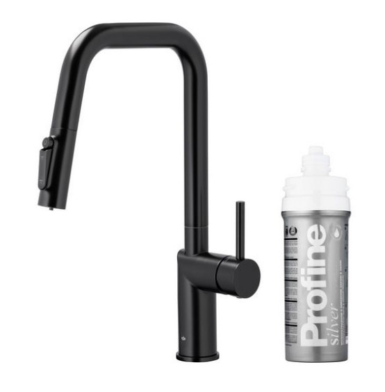 DUERO PURE STYLE BLACK bateria kuchenna z filtracją wody oraz wyciąganą wylewką