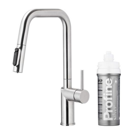 DUERO PURE STYLE INOX bateria kuchenna z filtracją wody oraz wyciąganą wylewką