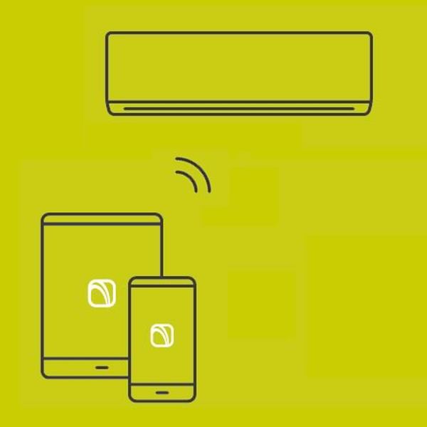 Klimatyzatorem BREVA można sterować za pomocą aplikacji na smartfon lub tablet