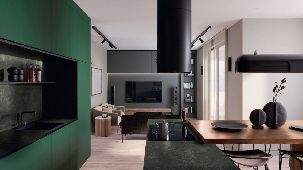 Nowoczesna kuchnia otwarta na salon