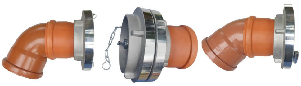 Szybkozłączki do odbioru nieczystości z szamba montowane w ogrodzeniu. fot. HPD