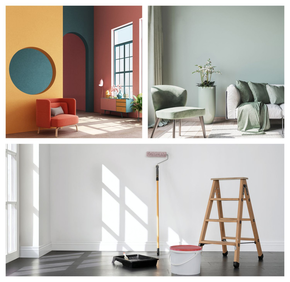 Wnętrza zagruntowane i pomalowane nowymi farbami Dryvit