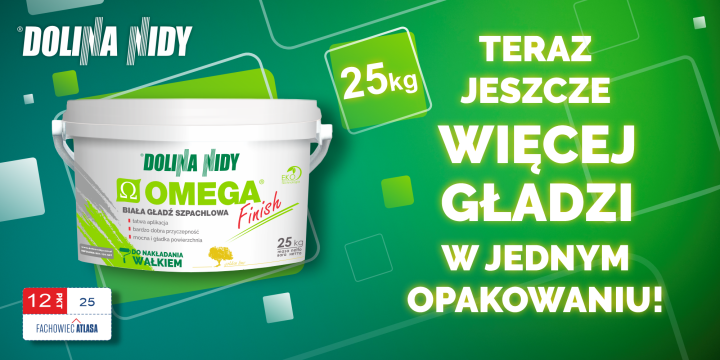 Gładź Omega Finish w większym, 25-kilogramowym opakowaniu 