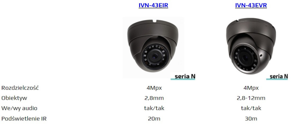 Kamery kopułkowe IP 4Mpx