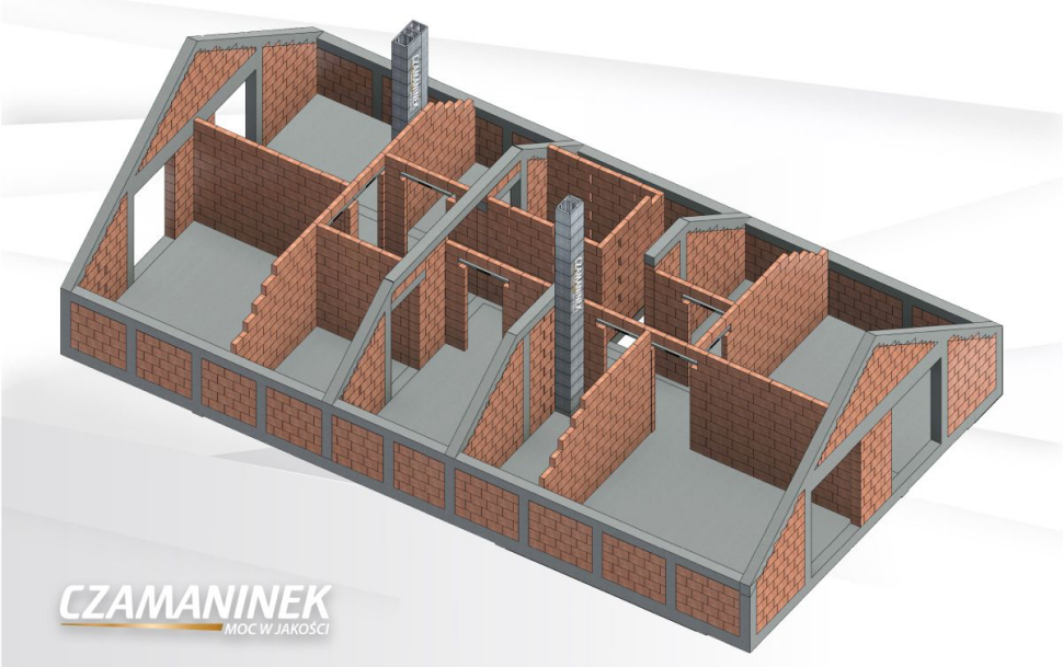 Rys. 1. Przykładowy widok z modelu 3D - poddasze użytkowe domu jednorodzinnego