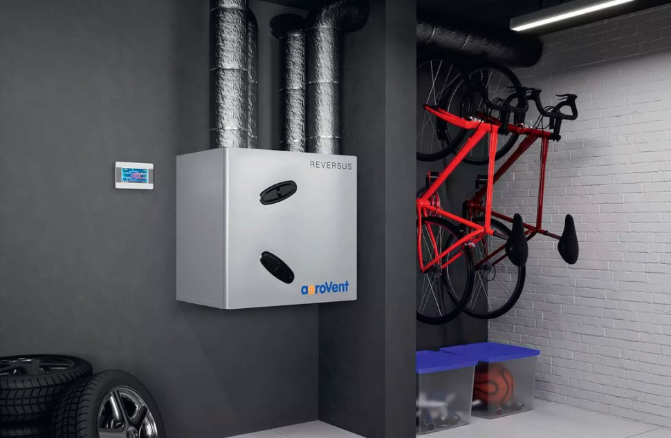 Centrala wentylacyjna umieszczona w pomieszczeniu gospodarczym