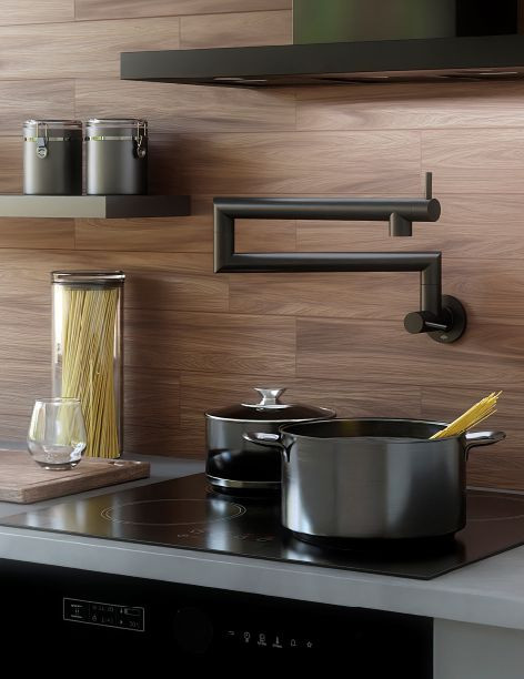 Pot filler Duero to praktyczne i designerskie rozwiązanie do każdej kuchni.