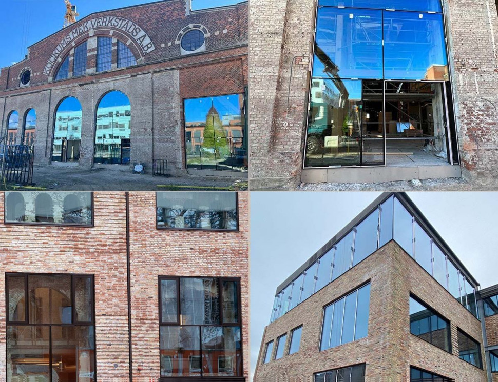 Nowe przeszklenia odlewni Gjuteriet w Malmö po renowacji. fot. AGF System AB 