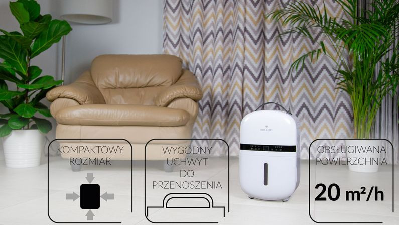 Osuszacz powietrza HL-OS-05 jest mały, lekki i cichy.