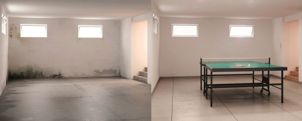 Efekt przed i po zastosowaniu blokera wilgoci. fot. Ultrament