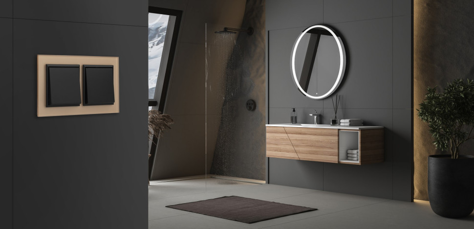 Ramka podwójna, szampańskie szkło szronione 4 mm - Sonata Prestige