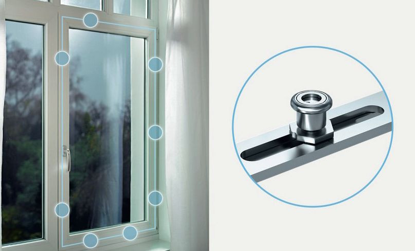 Okna z ryglami grzybkowymi, które współpracują z zaczepami wykonanymi ze specjalnej stali