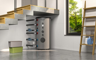 Zasobniki do ciepłej wody użytkowej z wlotami i wylotami pod kątem 45°