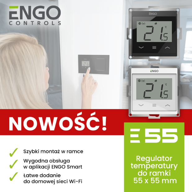 Internetowy, podtynkowy regulator temperatury E55
