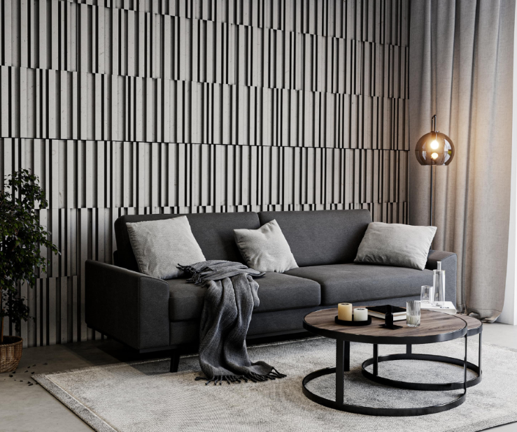 Luxum, płyty betonowe ryflowane w strukturze Tonale