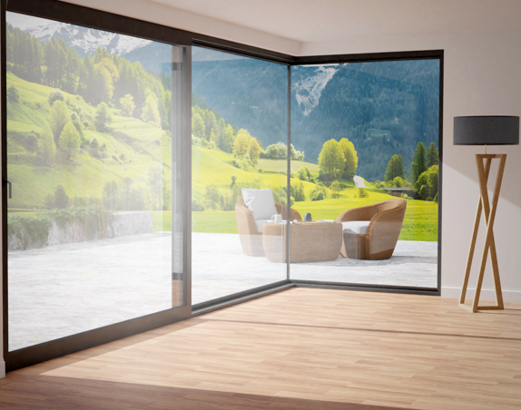 HST CORNER VIEW nowoczesne rozwiązanie do zabudowy narożnych wyjść tarasowych.