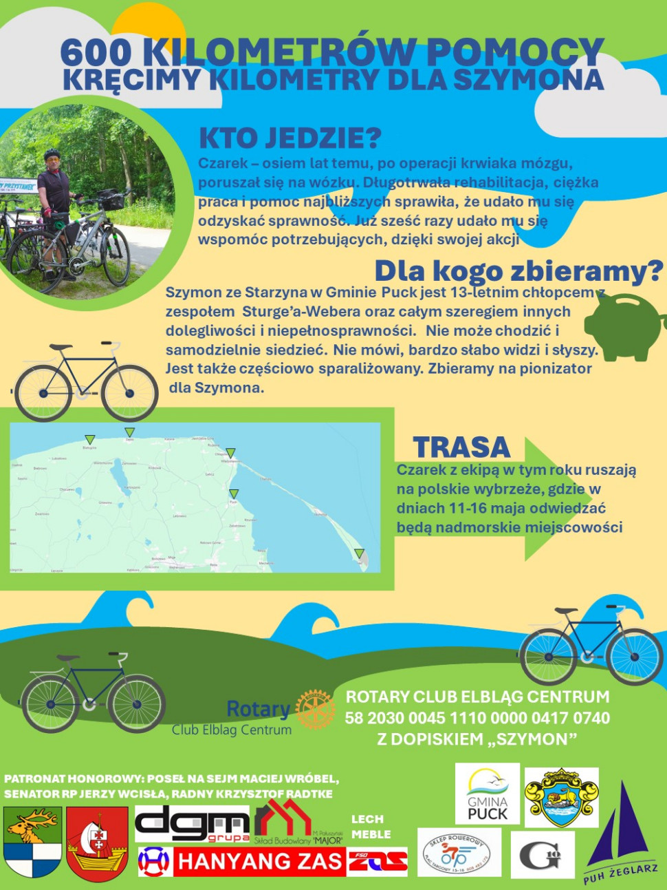 Drużyna ARBET kręci 600 km pomocy: Pomagamy Szymkowi z Pucka