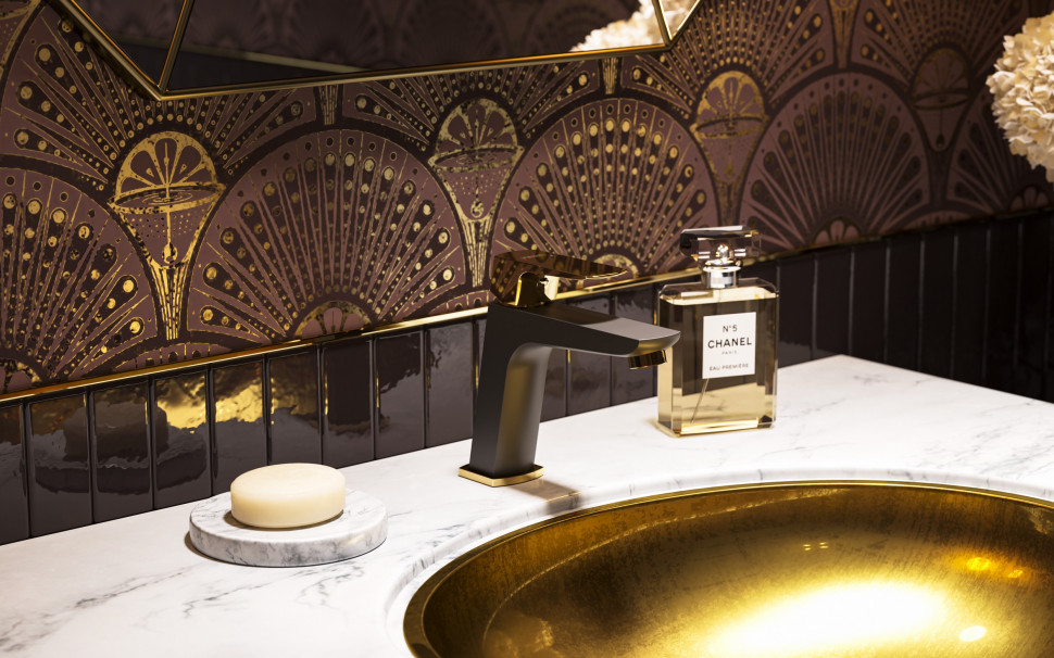 VITTO BLACK GOLD VERDELINE- bateria umywalkowa stojąca. fot. FERRO